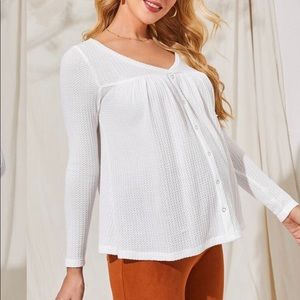 Maternity Button Up Waffle Knit Top